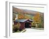 Covered Bridge in Autumn Landscape, Battenkill, Arlington Bridge, West Arlington, Vermont, USA-Scott T^ Smith-Framed Premium Photographic Print