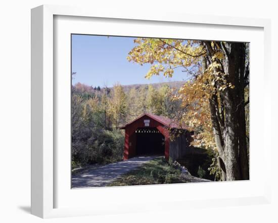 Covered Bridge in Fall-null-Framed Premium Photographic Print