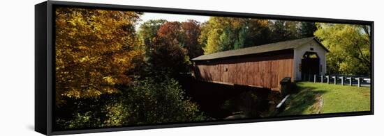 Covered Bridge in Forest, Mcgees Mill Covered Bridge, Mcgees Mills, Clearfield County, Pennsylvania-null-Framed Stretched Canvas