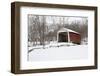 Covered bridge in snow covered forest, Beeson Covered Bridge, Billie Creek Village, Rockville, P...-Panoramic Images-Framed Photographic Print
