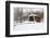 Covered bridge in snow covered forest, Beeson Covered Bridge, Billie Creek Village, Rockville, P...-Panoramic Images-Framed Photographic Print