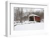 Covered bridge in snow covered forest, Beeson Covered Bridge, Billie Creek Village, Rockville, P...-Panoramic Images-Framed Photographic Print