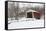 Covered bridge in snow covered forest, Beeson Covered Bridge, Billie Creek Village, Rockville, P...-Panoramic Images-Framed Stretched Canvas