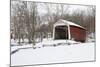 Covered bridge in snow covered forest, Beeson Covered Bridge, Billie Creek Village, Rockville, P...-Panoramic Images-Mounted Photographic Print