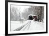 Covered Bridge in Snow-Delmas Lehman-Framed Photographic Print