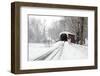 Covered Bridge in Snow-Delmas Lehman-Framed Photographic Print