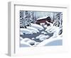 Covered Bridge In Winter-Designwest-Framed Art Print