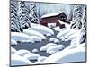 Covered Bridge In Winter-Designwest-Mounted Art Print