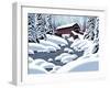 Covered Bridge In Winter-Designwest-Framed Art Print