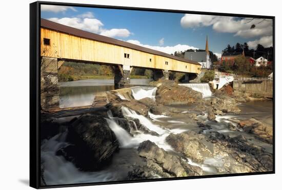 Covered Bridge Of Bath, Vermont-George Oze-Framed Stretched Canvas