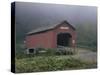 Covered Bridge on a Foggy Day-null-Stretched Canvas