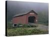 Covered Bridge on a Foggy Day-null-Stretched Canvas