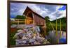 Covered bridge on river, Vermont, USA-null-Framed Photographic Print