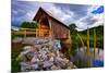 Covered bridge on river, Vermont, USA-null-Mounted Photographic Print