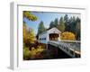 Covered bridge over a river, Rochester Covered Bridge, Calapooia River, Douglas County, Oregon, USA-null-Framed Photographic Print