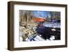 Covered Bridge Over the Cabin Run Creek During Winter, Pennsylavania-George Oze-Framed Photographic Print