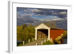 Covered Bridge over the East Fork of the White River, Medora, Indiana-Chuck Haney-Framed Photographic Print