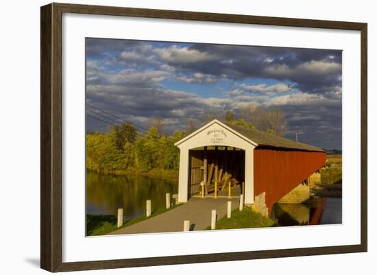 Covered Bridge over the East Fork of the White River, Medora, Indiana-Chuck Haney-Framed Photographic Print