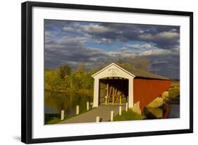 Covered Bridge over the East Fork of the White River, Medora, Indiana-Chuck Haney-Framed Photographic Print