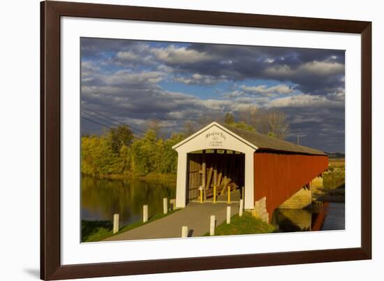 Covered Bridge over the East Fork of the White River, Medora, Indiana-Chuck Haney-Framed Photographic Print