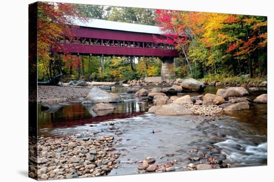 Covered Bridge over the Swift River, Conway, NH-George Oze-Stretched Canvas