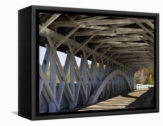 Covered Bridge over the Upper Ammonoosuc River, Groveton, New Hampshire, USA-Jerry & Marcy Monkman-Framed Stretched Canvas