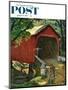 "Covered Bridge" Saturday Evening Post Cover, August 14, 1954-John Falter-Mounted Giclee Print