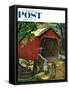 "Covered Bridge" Saturday Evening Post Cover, August 14, 1954-John Falter-Framed Stretched Canvas