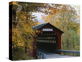 Covered Bridge with Fall Foliage, Battenkill, Chisleville Bridge, Vermont, USA-Scott T^ Smith-Stretched Canvas