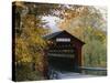 Covered Bridge with Fall Foliage, Battenkill, Chisleville Bridge, Vermont, USA-Scott T^ Smith-Stretched Canvas