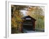 Covered Bridge with Fall Foliage, Battenkill, Chisleville Bridge, Vermont, USA-Scott T^ Smith-Framed Photographic Print