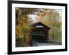 Covered Bridge with Fall Foliage, Battenkill, Chisleville Bridge, Vermont, USA-Scott T^ Smith-Framed Photographic Print