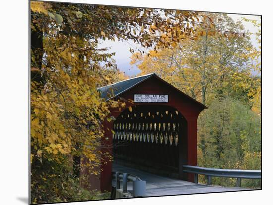 Covered Bridge with Fall Foliage, Battenkill, Chisleville Bridge, Vermont, USA-Scott T^ Smith-Mounted Photographic Print