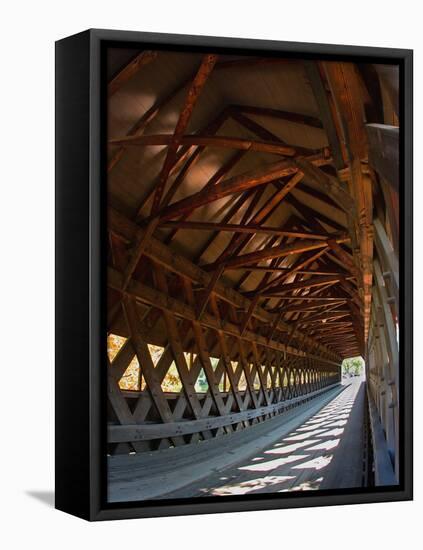 Covered Bridge, Woodstock, Vermont, USA-Joe Restuccia III-Framed Stretched Canvas