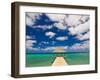 Covered Pier in the Turquoise Water of the Indian Ocean on the Beach of Longoni, Mayotte-null-Framed Photographic Print