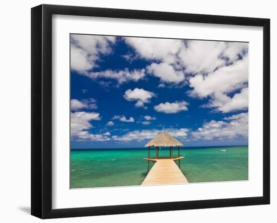 Covered Pier in the Turquoise Water of the Indian Ocean on the Beach of Longoni, Mayotte-null-Framed Photographic Print