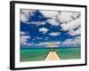 Covered Pier in the Turquoise Water of the Indian Ocean on the Beach of Longoni, Mayotte-null-Framed Photographic Print