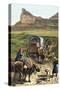 Covered Wagon of a Homesteader Family Heading West with their Belongings-null-Stretched Canvas