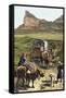 Covered Wagon of a Homesteader Family Heading West with their Belongings-null-Framed Stretched Canvas