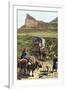 Covered Wagon of a Homesteader Family Heading West with their Belongings-null-Framed Photographic Print