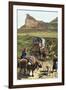 Covered Wagon of a Homesteader Family Heading West with their Belongings-null-Framed Photographic Print