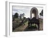 Covered Wagon on Oregon Trail, Lewis and Clark Trail, Whitman Mission, Walla Walla, Washington, USA-Connie Ricca-Framed Photographic Print