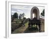 Covered Wagon on Oregon Trail, Lewis and Clark Trail, Whitman Mission, Walla Walla, Washington, USA-Connie Ricca-Framed Photographic Print