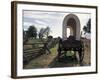 Covered Wagon on Oregon Trail, Lewis and Clark Trail, Whitman Mission, Walla Walla, Washington, USA-Connie Ricca-Framed Photographic Print