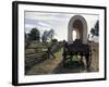 Covered Wagon on Oregon Trail, Lewis and Clark Trail, Whitman Mission, Walla Walla, Washington, USA-Connie Ricca-Framed Photographic Print