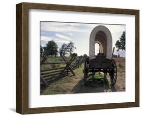 Covered Wagon on Oregon Trail, Lewis and Clark Trail, Whitman Mission, Walla Walla, Washington, USA-Connie Ricca-Framed Photographic Print