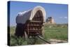 Covered Wagon on the Prairie Crossing of Oregon Trail and Mormon Trail Near Scotts Bluff, Nebraska-null-Stretched Canvas