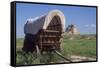 Covered Wagon on the Prairie Crossing of Oregon Trail and Mormon Trail Near Scotts Bluff, Nebraska-null-Framed Stretched Canvas