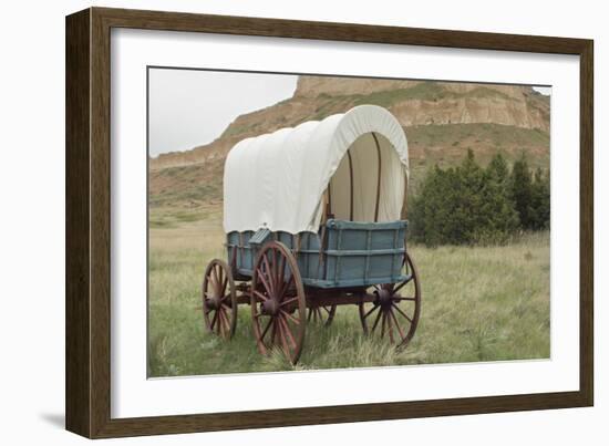 Covered Wagon Replica on the Oregon Trail, Scotts Bluff National Monument, Nebraska-null-Framed Photographic Print