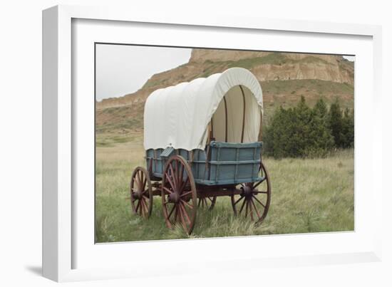 Covered Wagon Replica on the Oregon Trail, Scotts Bluff National Monument, Nebraska-null-Framed Photographic Print